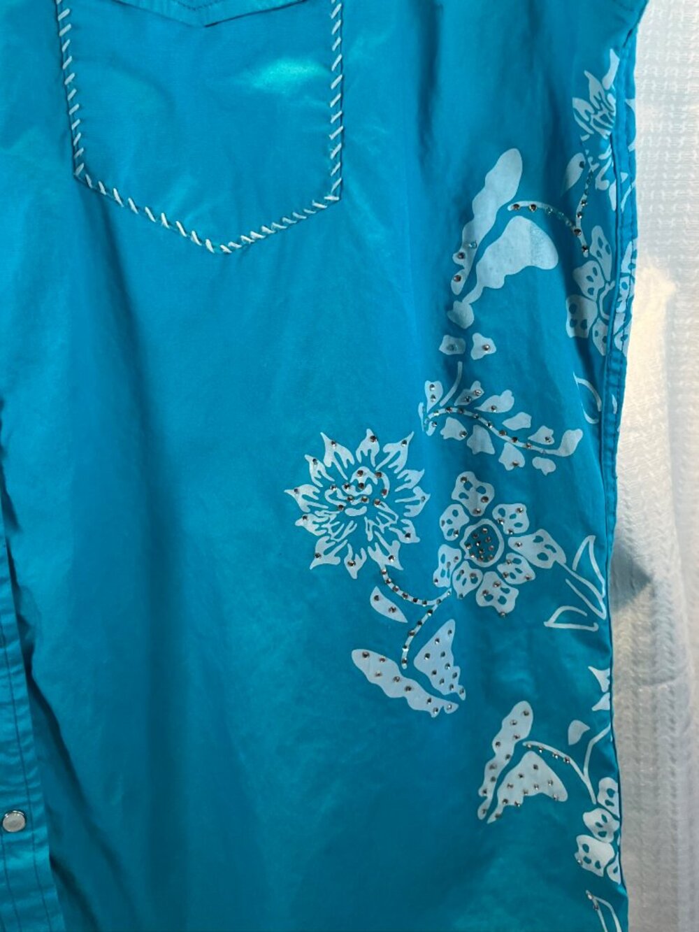 Cowgirl Hardware Turquoise / Teal Long Sleeve Pearl Snap Western Shirt size XL - Picture 2 of 14
